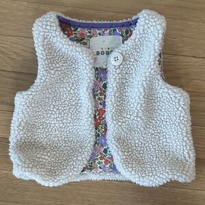 Boden White Fleece Vest with Floral Lining